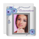 Purple Daisy White Photo Quinceanera 15th Birthday Personalized Invitation