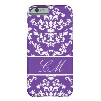 Purple Damask #3 @ Vintage Marie with Monogram Barely There iPhone 6 Case