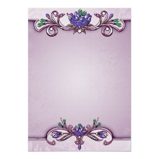 Purple Damask 50th Birthday Party Invitation