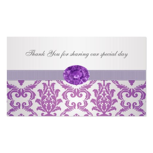 Purple Damask, amethyst picture Wedding Place card Business Card Templates (back side)