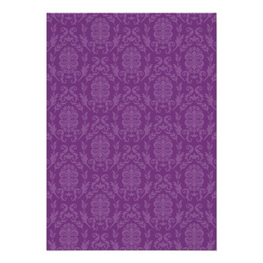 Purple Damask and Floral Bridal Shower Custom Announcement