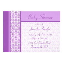 Purple Damask Baby Shower Invitation invitations
