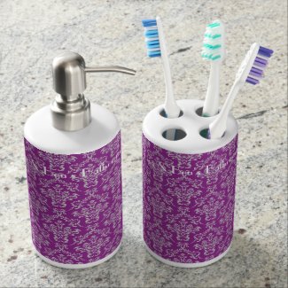 Purple Damask Bathroom Set