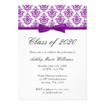 Purple Damask Bow Graduation Announcement
