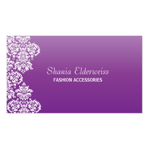 Purple Damask Business Card (front side)