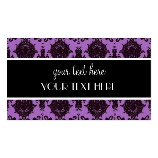 Purple Damask Business Card Templates (front side)