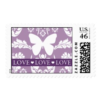 Purple Damask Butterfly Love Stamp