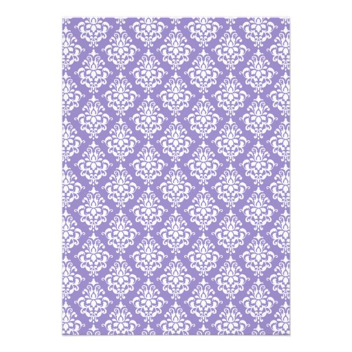 Purple Damask Cross Girl Baptism Christening Invitation