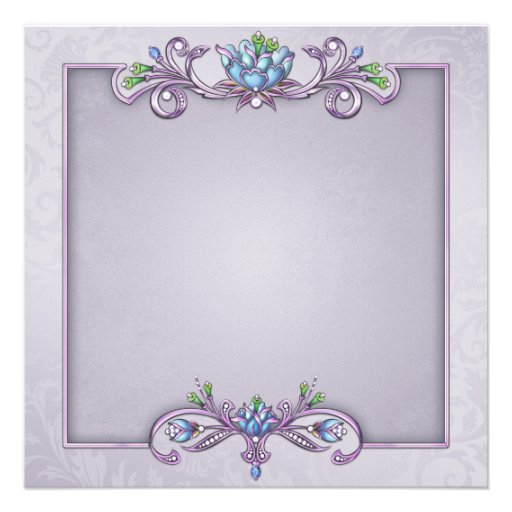 Purple Damask Cross Girls First Communion Custom Invitations