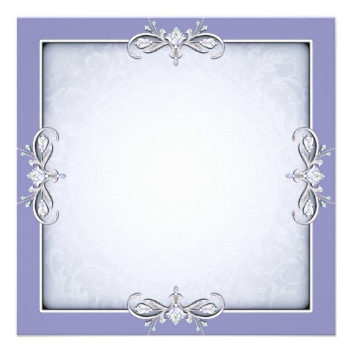 Purple Damask Cross Girls Purple First Communion Invite
