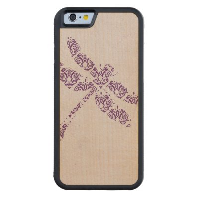 Purple Damask Dragonfly Wedding Carved® Maple iPhone 6 Bumper Case
