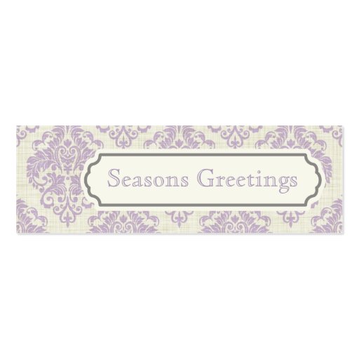 Purple Damask Gift Tags, Profile Cards Business Card Template