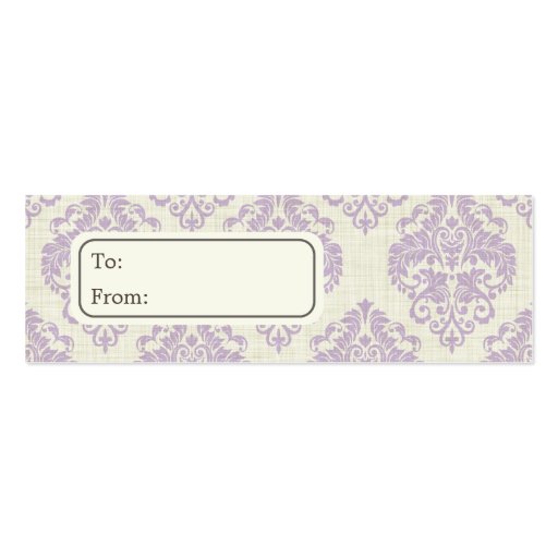 Purple Damask Gift Tags, Profile Cards Business Card Template (back side)