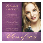 Purple Damask Grunge Graduation Announcement