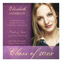 Purple Damask Grunge Graduation Announcement invitations