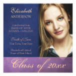 Purple Damask Grunge Graduation Announcement