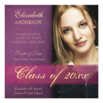 Purple Damask Grunge Graduation Announcement invitations