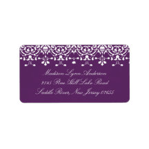 Purple Damask Lace Return Address Label