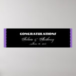 Purple Damask  Lace Wedding or Engagement Banner Posters