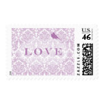 Purple Damask Love Birds Postage
