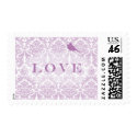 Purple Damask Love Birds Postage postage