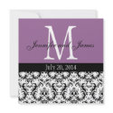 Purple Damask Monogram Wedding Invitation invitation