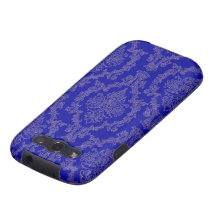 Purple Damask on Bright Blue Samsung Galaxy S3 Covers