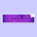 Purple Damask Party Announcement bumper stickers