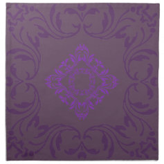 Purple Damask Pattern | Dark purple background Napkins
