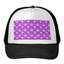 Purple Damask Pattern with White. Mesh Hat