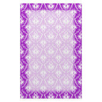 Purple Damask Pattern with White. Stationery Paper