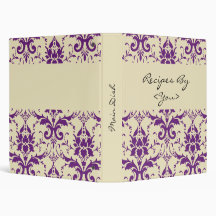 Purple Damask Personalized Cook Book Recipe Binder