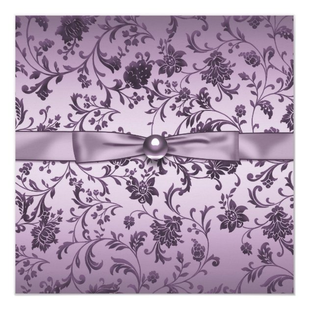 Purple Damask Photo Sweet Sixteen Birthday Party Invitation