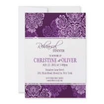 Purple Damask Rehearsal Dinner Invitation