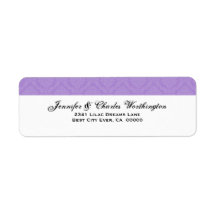 Purple Damask Return Address label