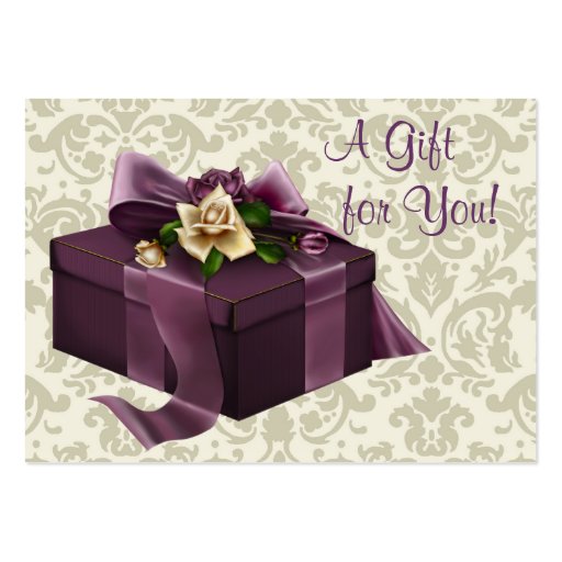 Purple Damask Rose Business Gift Certificate Cards Business Card (front side)