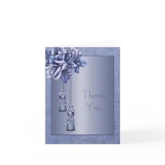 Purple Damask Roses Thank You Cards card