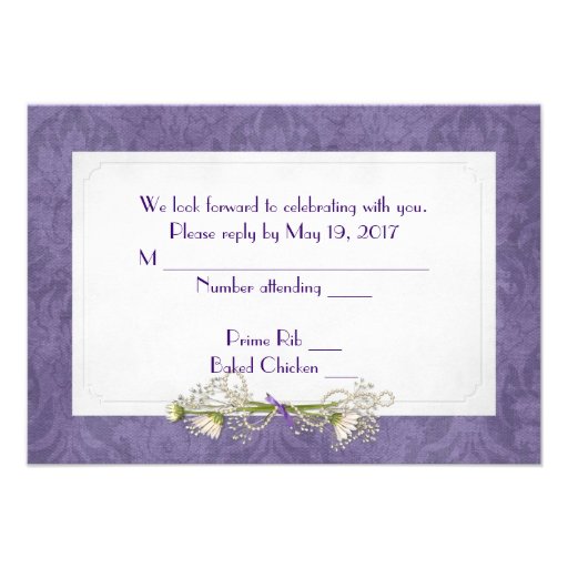 Purple Damask RSVP Announcements