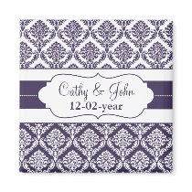purple damask Save the date magnet