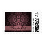 Purple Damask Save the Date Postage Stamp