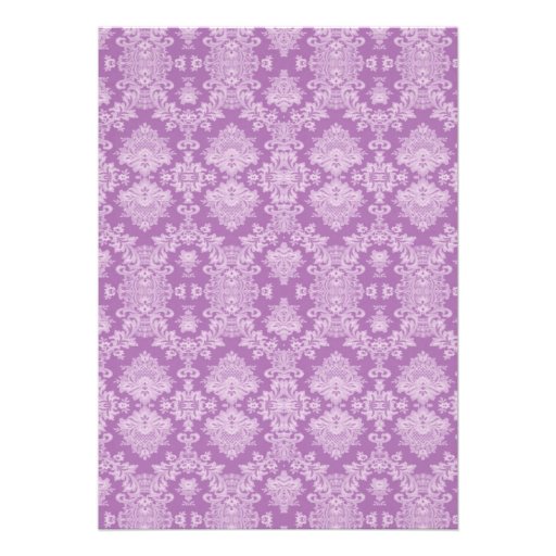 Purple Damask Sea Horse Beach Bridal Shower Invite