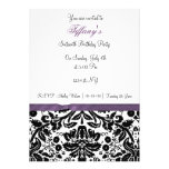 purple damask Sweet Sixteen party Invitation invitations