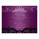 Purple Damask & Swirl Birthday RSVP Card Personalized Invitations
