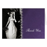 Purple Damask Thank You Card