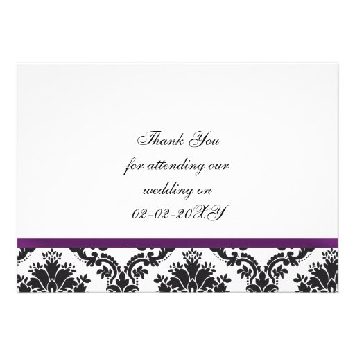 purple damask ThankYou Cards Personalized Announcements