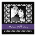 Purple Damask Wedding Engagement Announcement