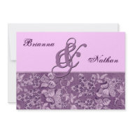 Purple Damask Wedding invitation