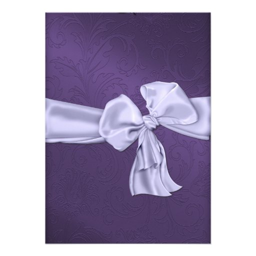 Purple Damask Wedding Invitation