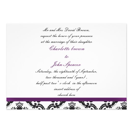 purple  damask wedding Invitations