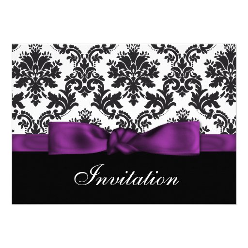 purple  damask wedding Invitations